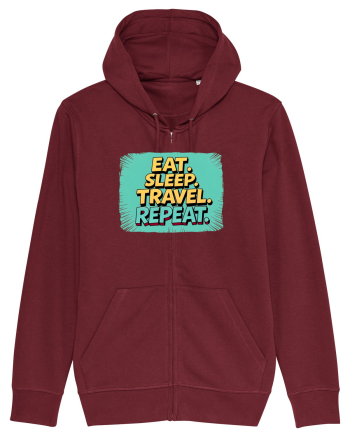 EAT SLEEP TRAVEL REPEAT - Mananca. Dormi. CALATORESTE. Repeta 2 Burgundy