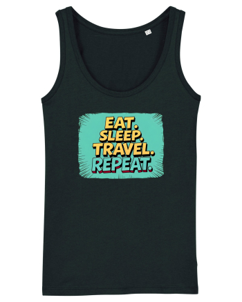 EAT SLEEP TRAVEL REPEAT - Mananca. Dormi. CALATORESTE. Repeta 2 Black