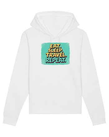 EAT SLEEP TRAVEL REPEAT - Mananca. Dormi. CALATORESTE. Repeta 2 White