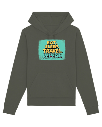 EAT SLEEP TRAVEL REPEAT - Mananca. Dormi. CALATORESTE. Repeta 2 Khaki