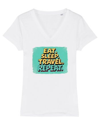 EAT SLEEP TRAVEL REPEAT - Mananca. Dormi. CALATORESTE. Repeta 2 White