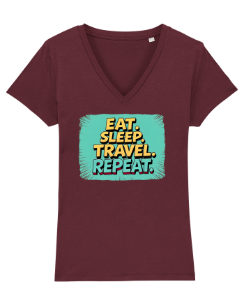 EAT SLEEP TRAVEL REPEAT - Mananca. Dormi. CALATORESTE. Repeta 2 Burgundy