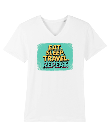 EAT SLEEP TRAVEL REPEAT - Mananca. Dormi. CALATORESTE. Repeta 2 White