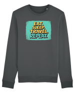 EAT SLEEP TRAVEL REPEAT - Mananca. Dormi. CALATORESTE. Repeta 2 Bluză mânecă lungă Unisex Rise
