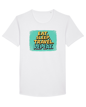 EAT SLEEP TRAVEL REPEAT - Mananca. Dormi. CALATORESTE. Repeta 2 White