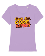 EAT SLEEP CODE REPEAT Tricou mânecă scurtă guler larg fitted Damă Expresser