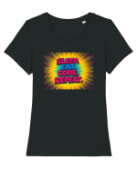 EAT SLEEP CODE REPEAT 2 Tricou mânecă scurtă guler larg fitted Damă Expresser