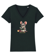 SOARECE DE BIBLIOTECA Tricou mânecă scurtă guler V Damă Evoker