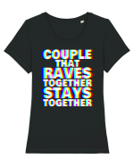 Couple that Raves Together Stays Together Tricou mânecă scurtă guler larg fitted Damă Expresser