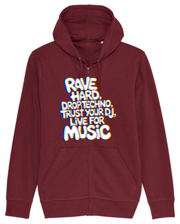 Rave Hard Drop Techno Trust Your DJ Live For Music Burgundy