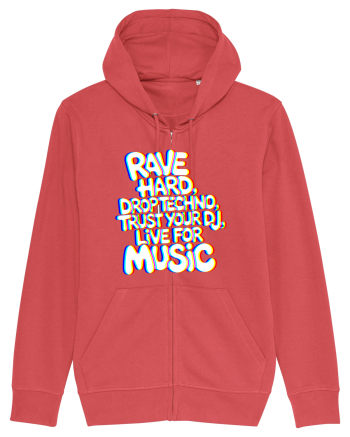 Rave Hard Drop Techno Trust Your DJ Live For Music Carmine Red
