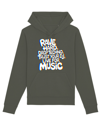 Rave Hard Drop Techno Trust Your DJ Live For Music Khaki