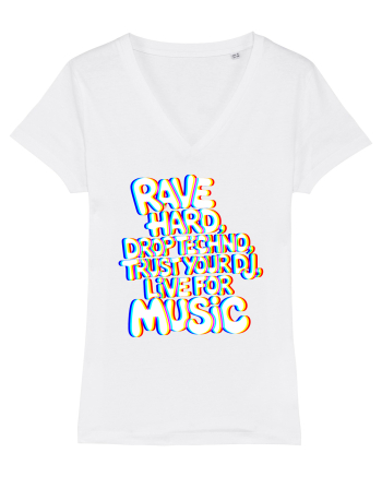 Rave Hard Drop Techno Trust Your DJ Live For Music White