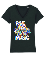 Rave Hard Drop Techno Trust Your DJ Live For Music Tricou mânecă scurtă guler V Damă Evoker