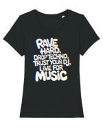 Rave Hard Drop Techno Trust Your DJ Live For Music Tricou mânecă scurtă guler larg fitted Damă Expresser