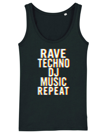 Rave Techno DJ Music Repeat Black