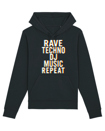 Rave Techno DJ Music Repeat Black
