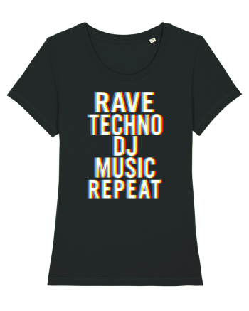 Rave Techno DJ Music Repeat Black