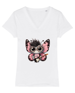 Pink Punk -butterfly 2 Tricou mânecă scurtă guler V Damă Evoker