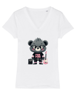 Pink Punk -gray bear 1 Tricou mânecă scurtă guler V Damă Evoker