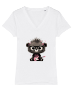 Pink Punk -gray bear 2 Tricou mânecă scurtă guler V Damă Evoker