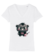 Pink Punk -gray bear 3 Tricou mânecă scurtă guler V Damă Evoker