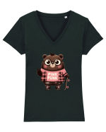 Pink Punk -gray bear 5 Tricou mânecă scurtă guler V Damă Evoker