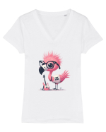 Pink Punk -pink flamingo 2 Tricou mânecă scurtă guler V Damă Evoker