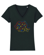 Harta ROmania Tricou mânecă scurtă guler V Damă Evoker
