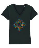 ABSTRACT GEOMETRIC 2 Tricou mânecă scurtă guler V Damă Evoker