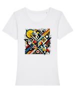 ABSTRACT GEOMETRIC MINIMALIST 2 Tricou mânecă scurtă guler larg fitted Damă Expresser
