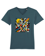 ABSTRACT GEOMETRIC MINIMALIST 2 Tricou mânecă scurtă guler V Bărbat Presenter