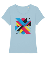 ABSTRACT GEOMETRIC MINIMALIST 3 Tricou mânecă scurtă guler larg fitted Damă Expresser