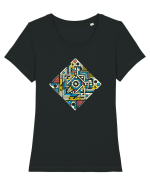 ABSTRACT GEOMETRIC MINIMALIST 4 Tricou mânecă scurtă guler larg fitted Damă Expresser