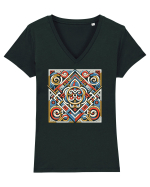 ABSTRACT GEOMETRIC 3 Tricou mânecă scurtă guler V Damă Evoker