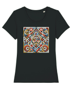 ABSTRACT GEOMETRIC 3 Tricou mânecă scurtă guler larg fitted Damă Expresser