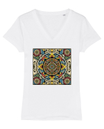 ABSTRACT GEOMETRIC 5 Tricou mânecă scurtă guler V Damă Evoker