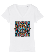 ABSTRACT GEOMETRIC 6 Tricou mânecă scurtă guler V Damă Evoker