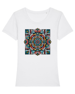 ABSTRACT GEOMETRIC 6 Tricou mânecă scurtă guler larg fitted Damă Expresser