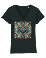 ABSTRACT GEOMETRIC MINIMALIST 5 Tricou mânecă scurtă guler V Damă Evoker