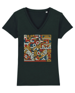 ABSTRACT GEOMETRIC 7 Tricou mânecă scurtă guler V Damă Evoker