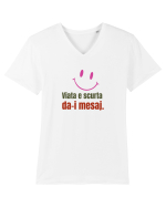 Viata e scurta. Da-i mesaj  Tricou mânecă scurtă guler V Bărbat Presenter