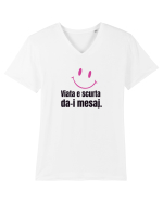 Viata e scurta. Da-i mesaj  Tricou mânecă scurtă guler V Bărbat Presenter