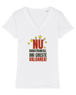 Nu imbatranesc, imi creste valoarea  Tricou mânecă scurtă guler V Damă Evoker