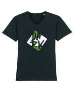 DARK (verde, alb) Tricou mânecă scurtă guler V Bărbat Presenter