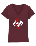 DARK (rosu, alb) Tricou mânecă scurtă guler V Damă Evoker