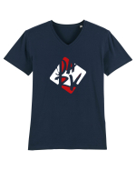 DARK (rosu, alb) Tricou mânecă scurtă guler V Bărbat Presenter