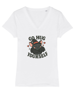 Go hug yourself - Halloween bat style Tricou mânecă scurtă guler V Damă Evoker