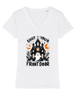 Shut your front door - cute  ghost Tricou mânecă scurtă guler V Damă Evoker