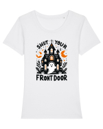 Shut your front door - cute  ghost Tricou mânecă scurtă guler larg fitted Damă Expresser